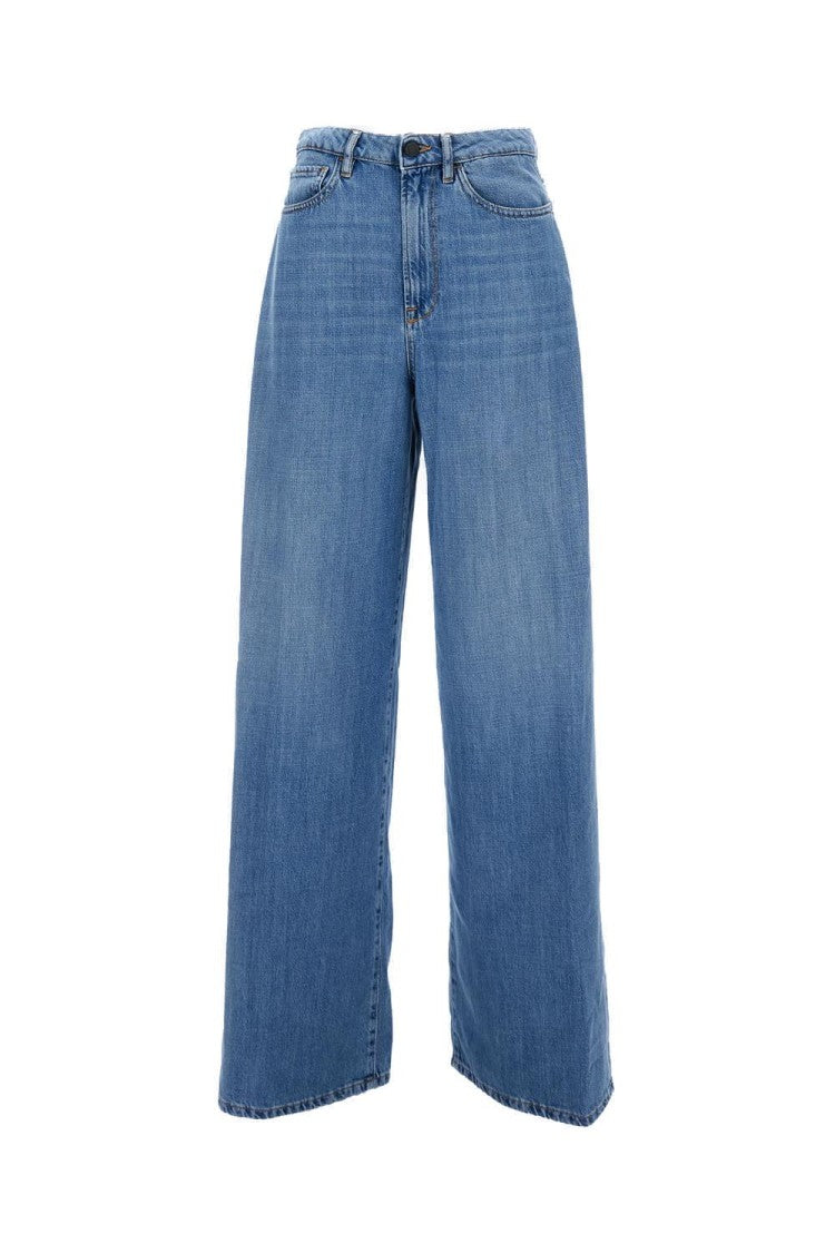 3X1 Light Blue Wide Leg 5-Pocket Jeans With Front Fastening
