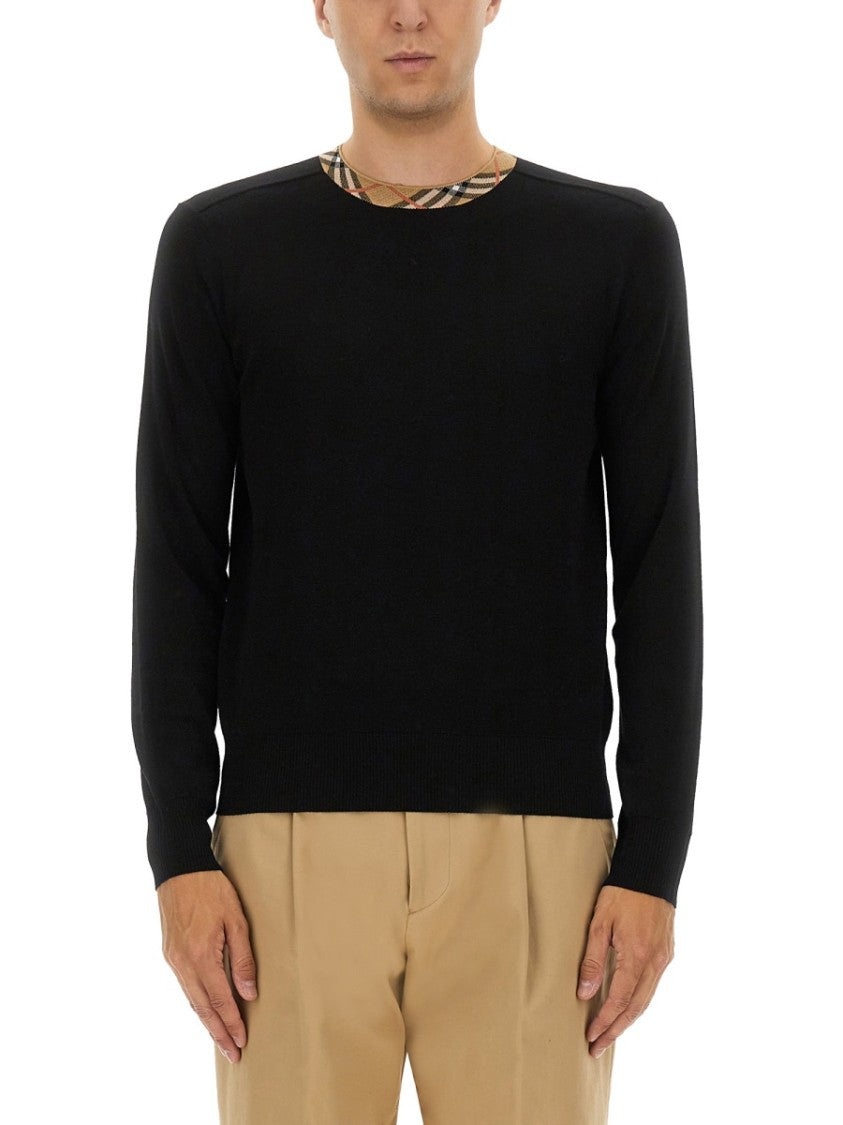 Burberry Classic Black Wool Jersey With Ribbed Detailing