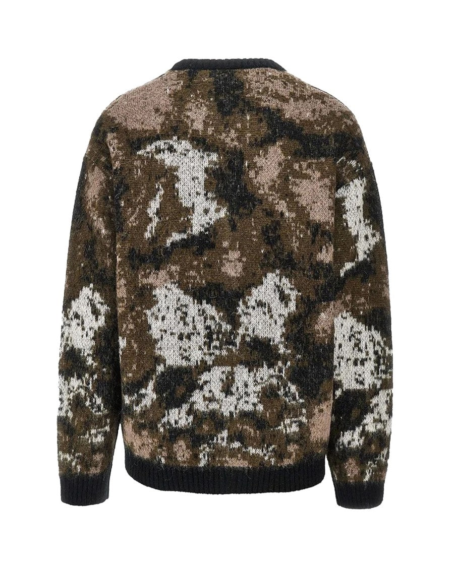 Carhartt Wip Jacquard Cardigan With Wild Dog Motifs And Metal Buttons