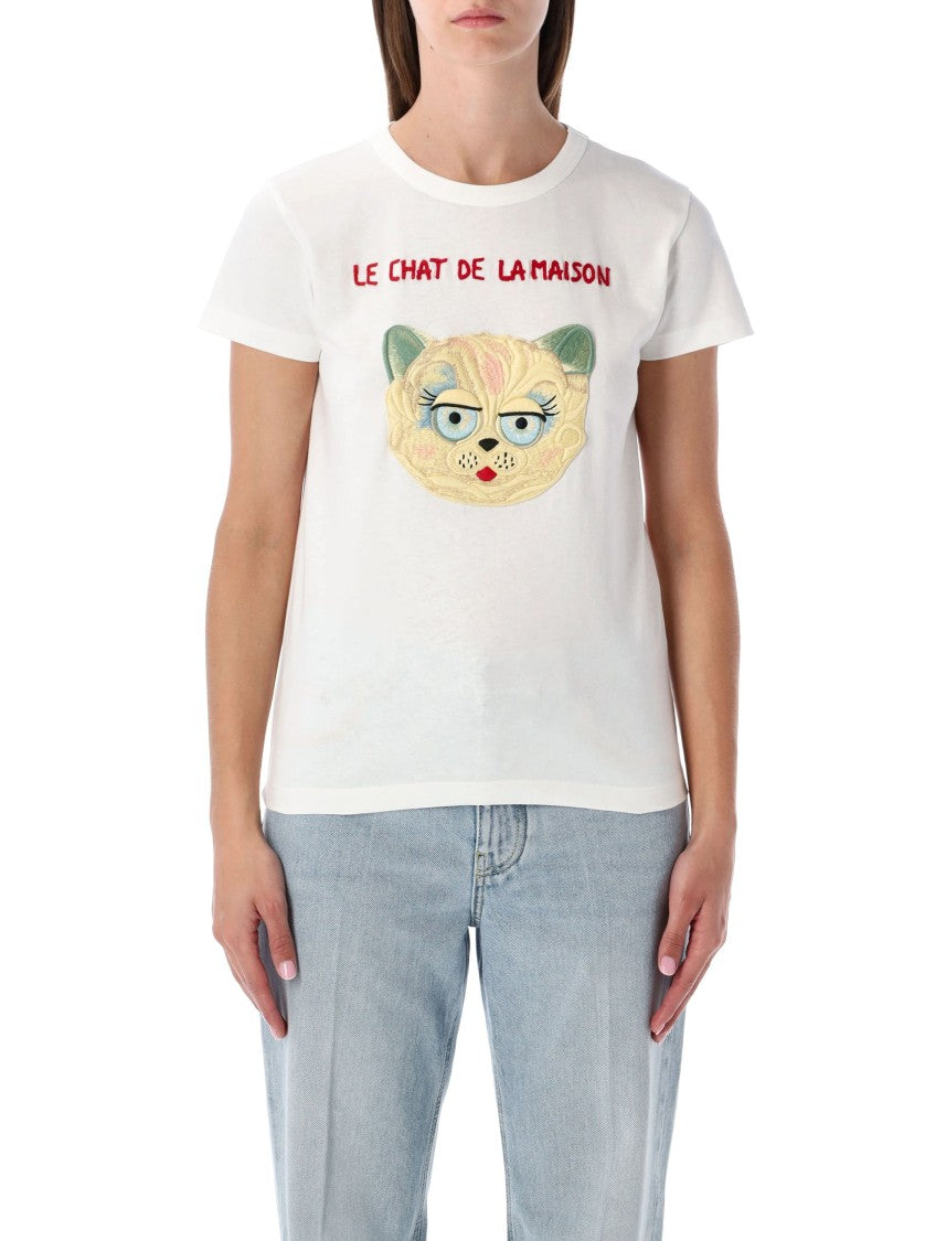 Valentino Garavani Embroidered Cat Face T-Shirt