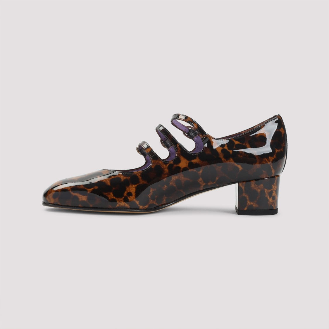 Carel Paris Kina Mary Jane Brown Leopard Patent Leather Pumps