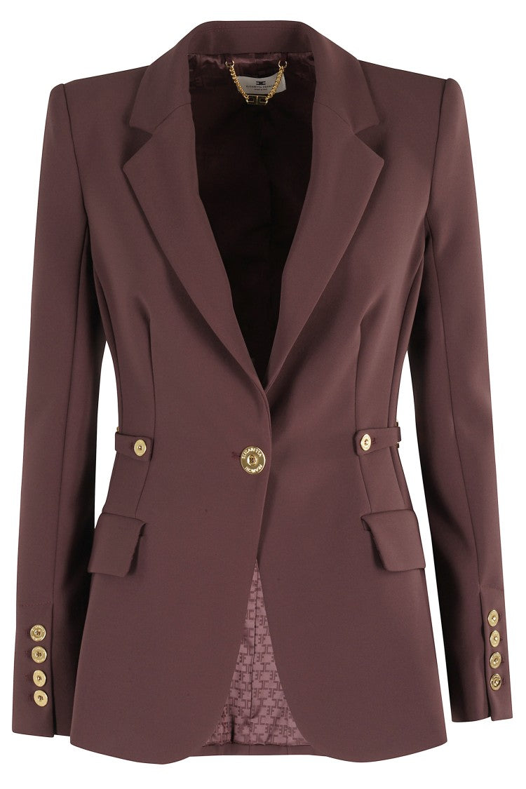 Elisabetta Franchi Single-Breasted Tailored Blazer With Gold-Tone Accents
