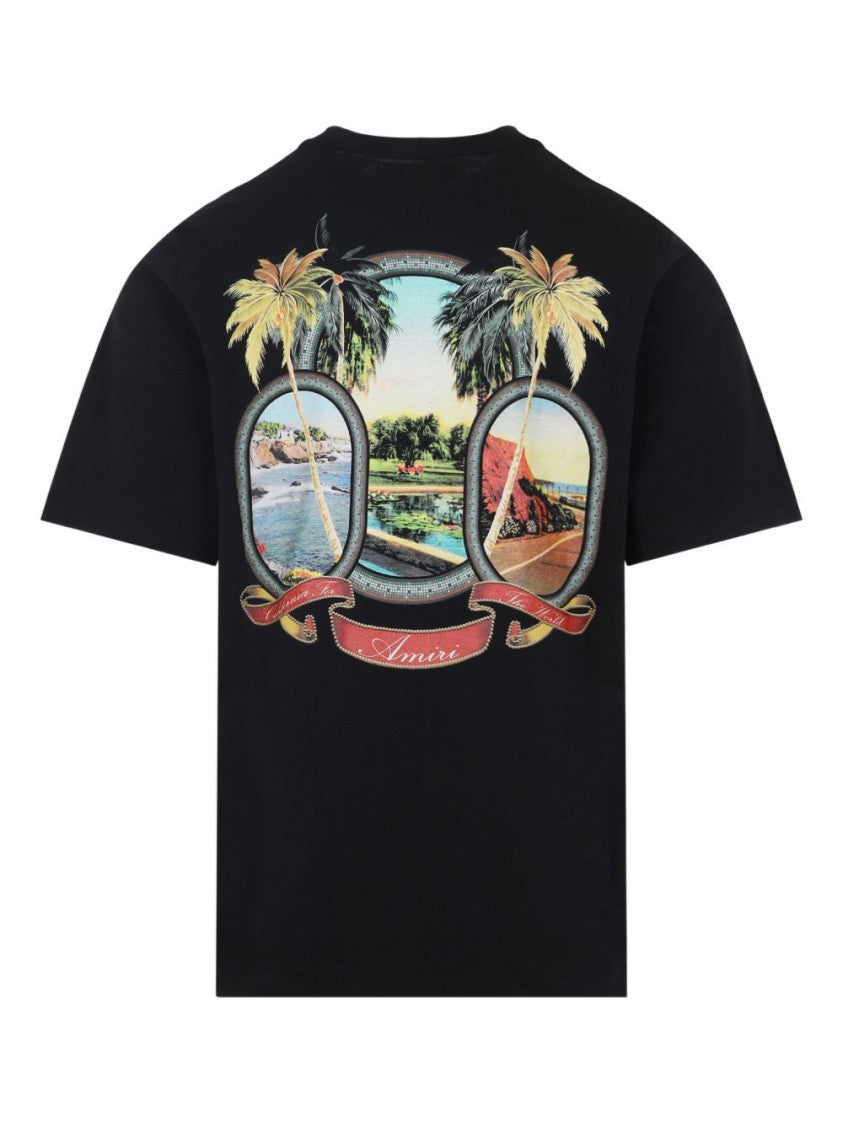 Amiri Black T-Shirt With Logo Print And Graphic Design