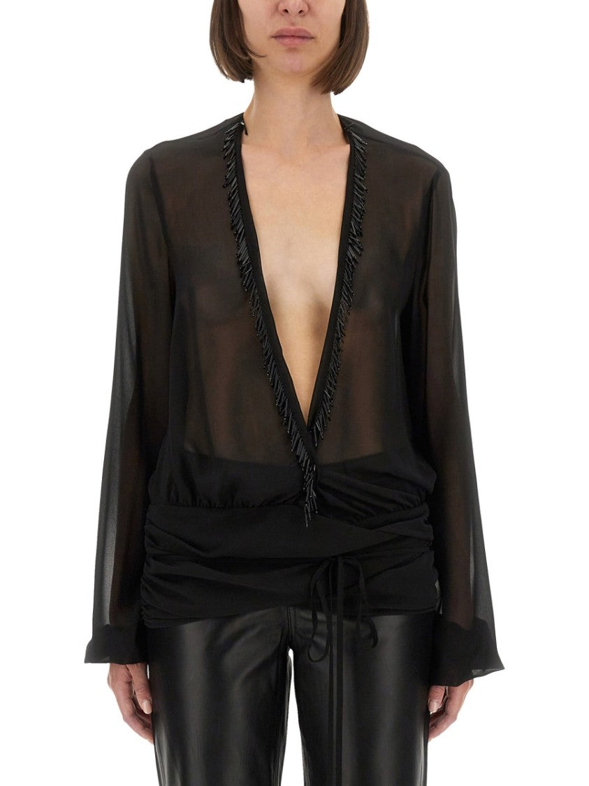 The Attico Embroidered Georgette Blouse