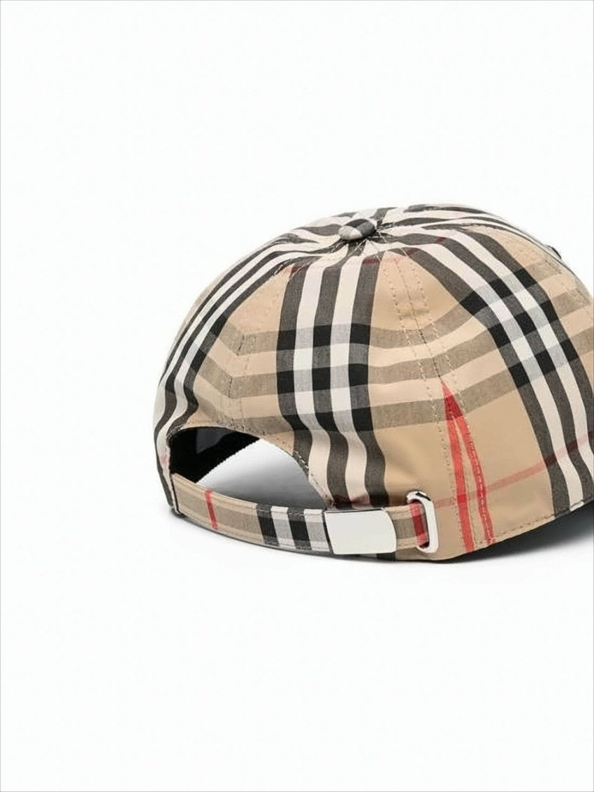 Burberry Beige Check Patterned Baseball Cap