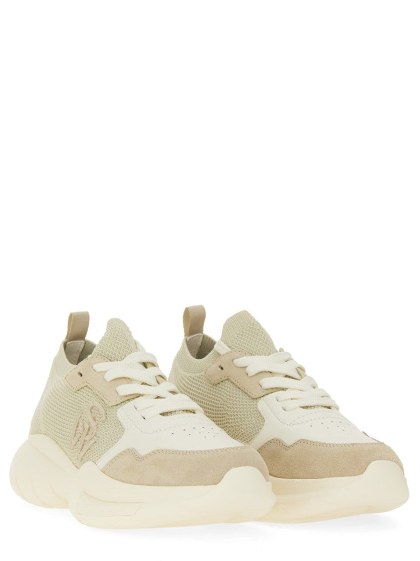 Stuart Weitzman Textured Mesh And Leather Sneakers With Chunky Sole