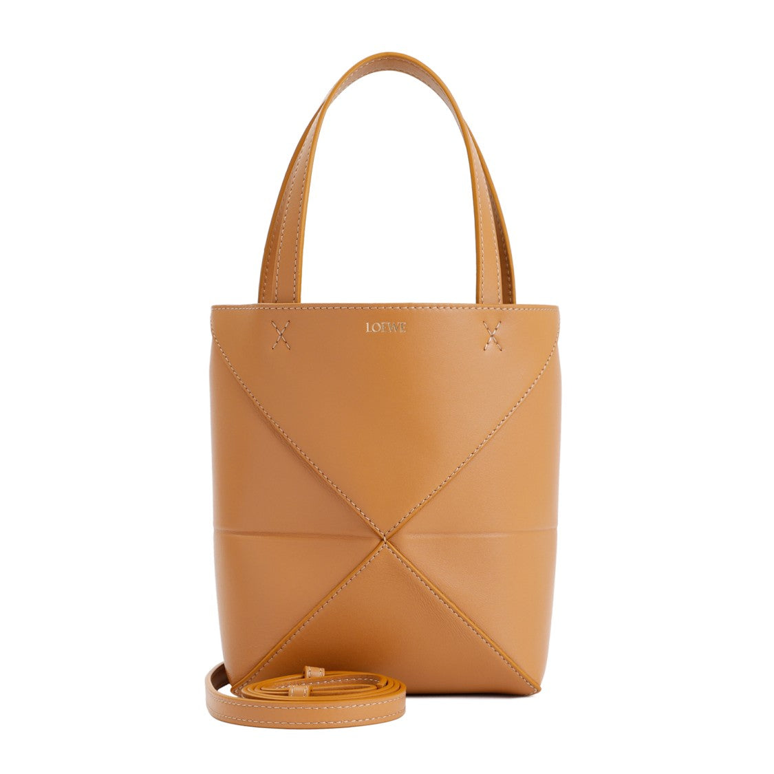 Loewe Compact Brown Calf Leather Puzzle Fold Tote Mini