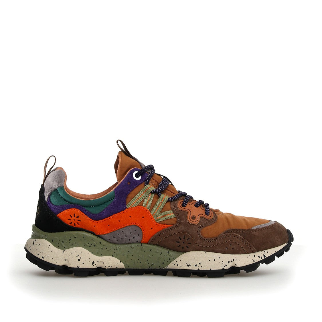 Flower Mountain Yamano 3 Sneakers In Ebony And Tobacco Suede