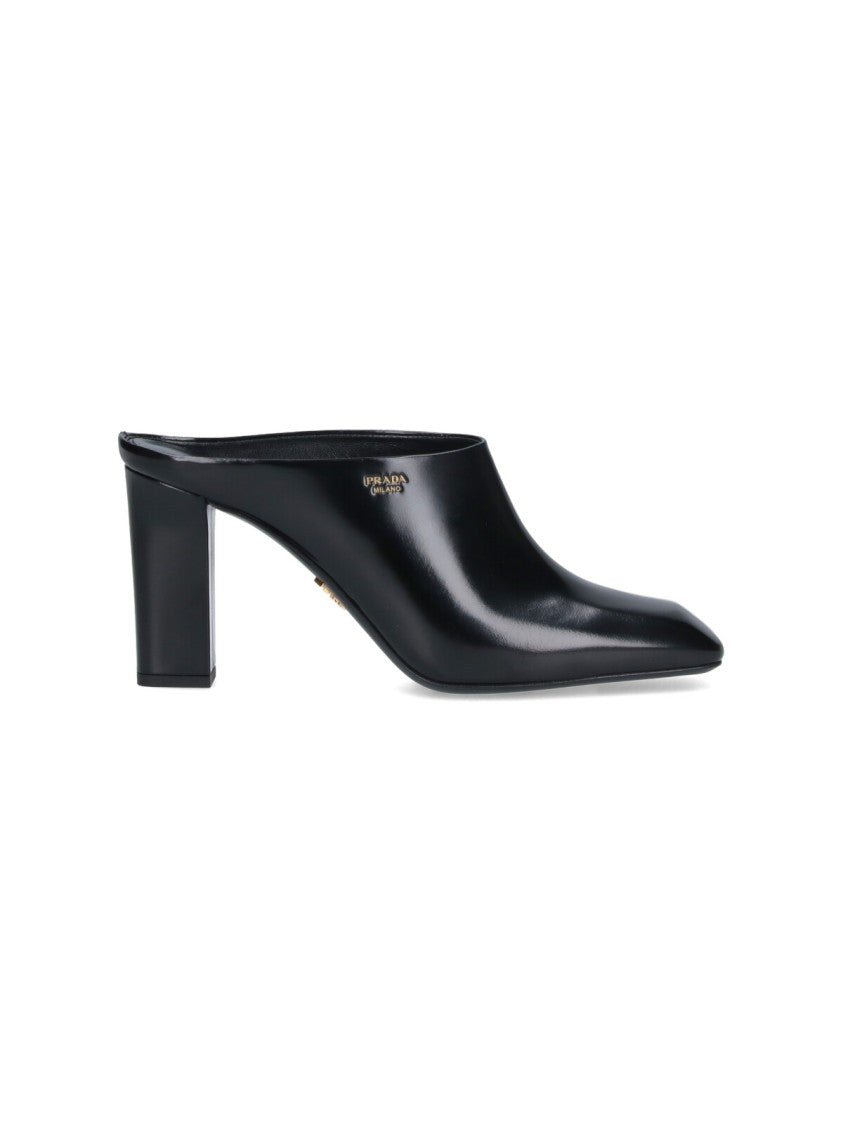 Prada Logo Sabot – Black