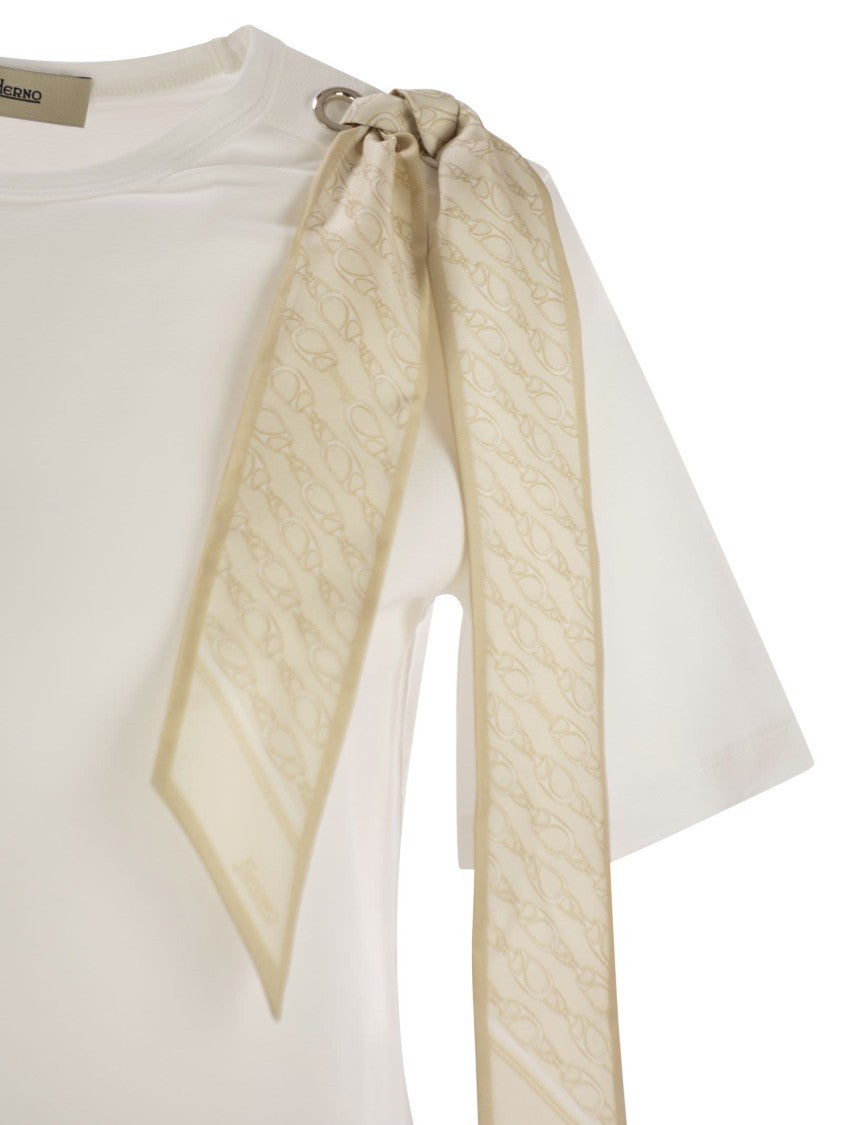 Herno T-Shirt With Shoulder Scarf