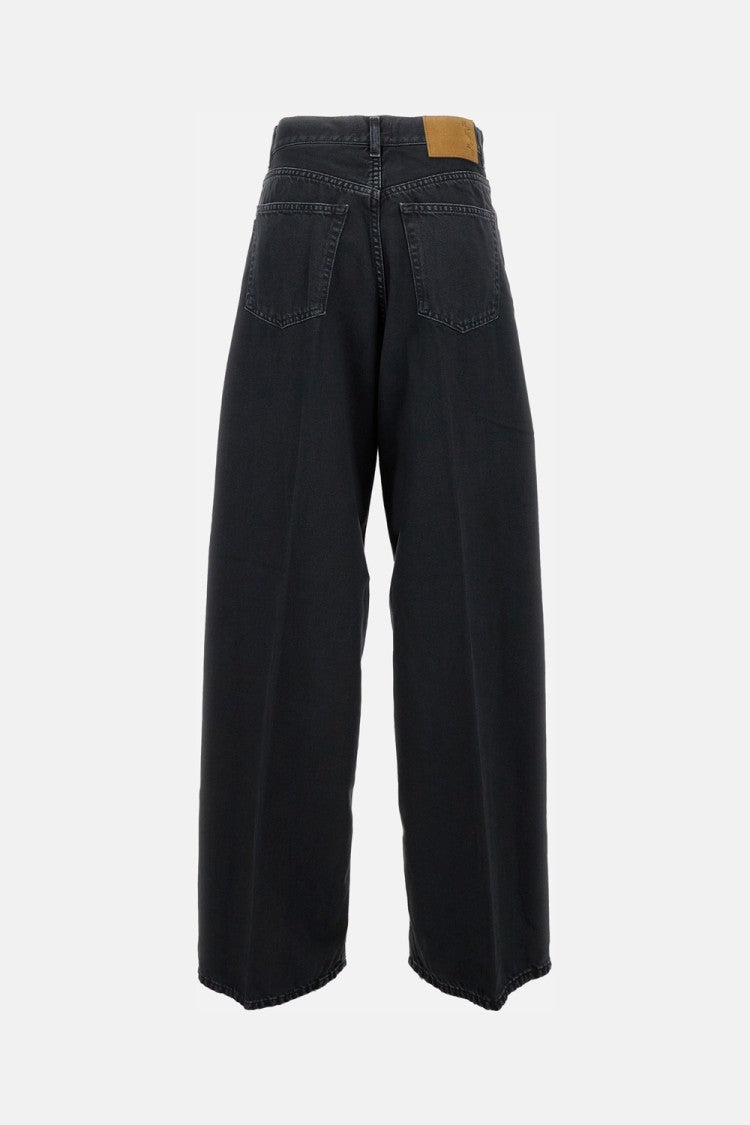 Haikure Wide-Leg Jeans With High Waist And Leather Label