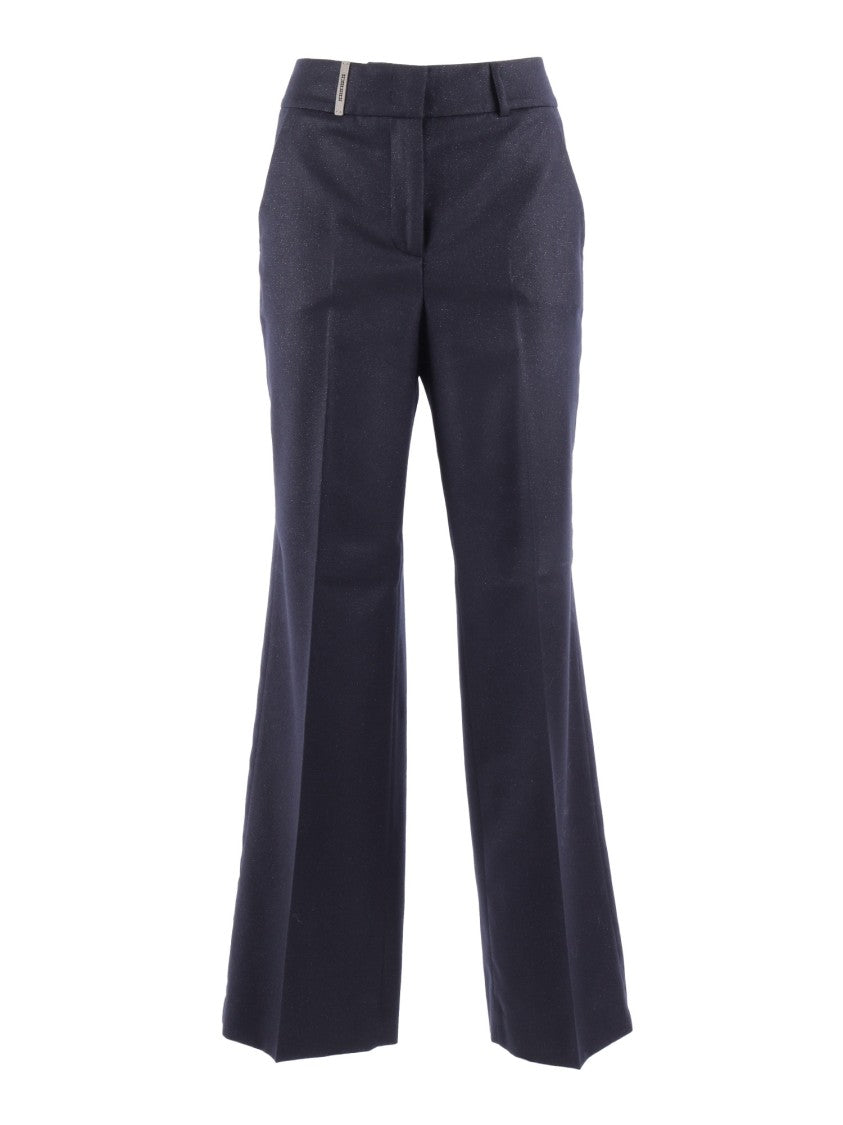 Peserico Tailored Blue Wide-Leg Trousers With Subtle Shimmer