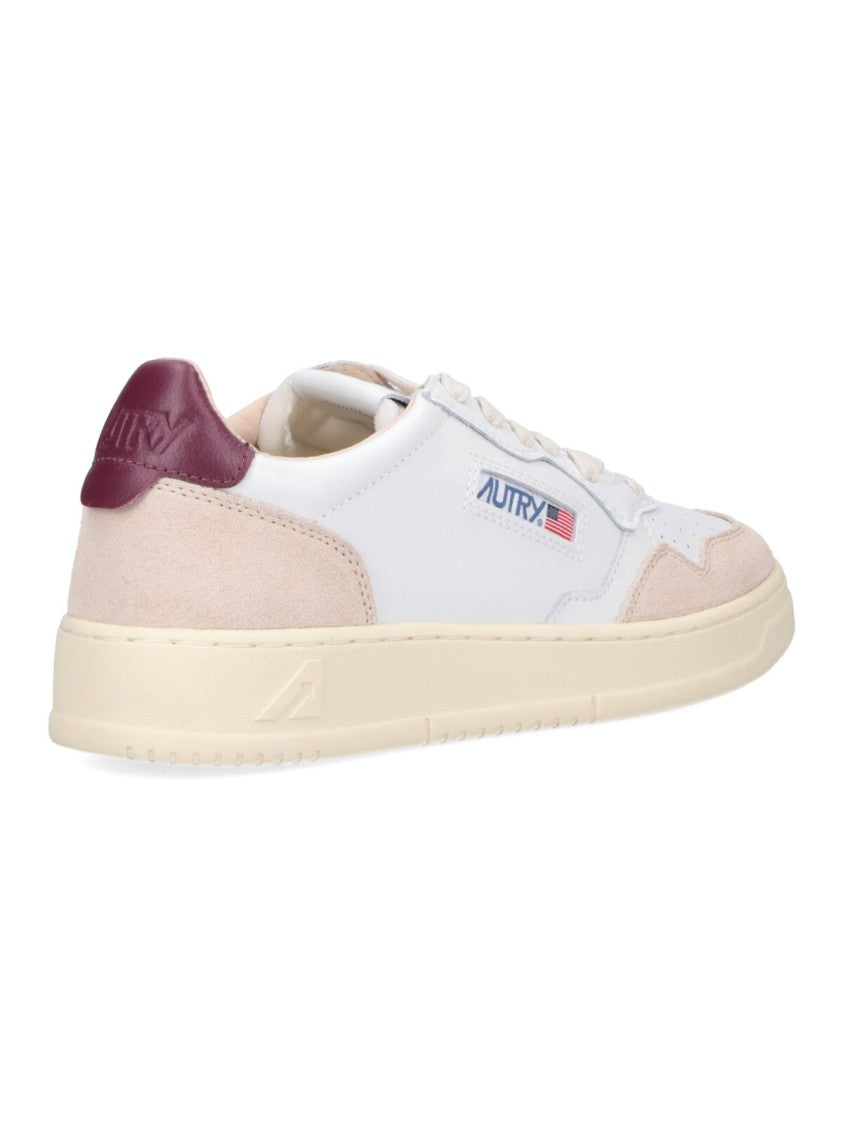 Autry Low-Top White Leather Sneakers With Beige Suede Accents