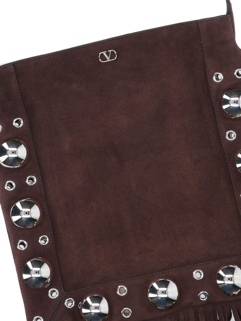 Valentino Garavani Structured Brown Handbag With Design