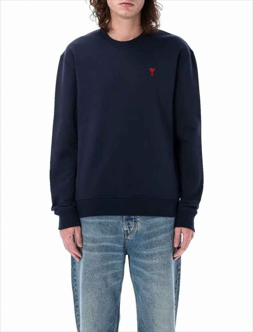 Ami Relaxed-Fit Cotton Sweatshirt With Embroidered Heart