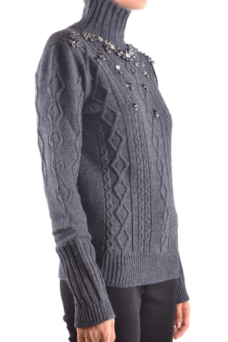 Pinko High Ribbed Turtleneck Sweater With Textured Knit