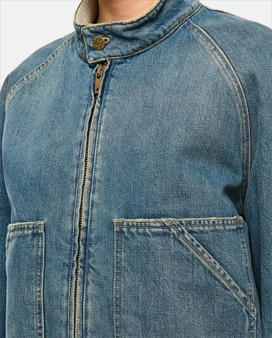 Golden Goose Denim Jacket With Ribbed Knit Cuffs And Relaxed Fit