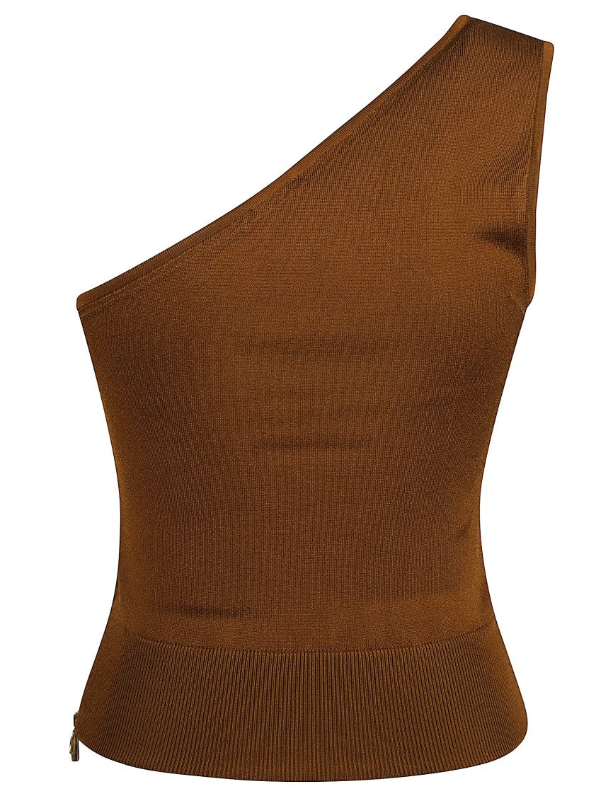 Patou One-Shoulder Fitted Top With Ribbed Texture