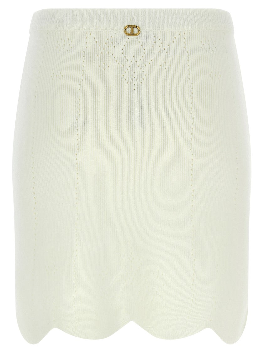 Twin-Set Cut-Out Intarsia Skirt