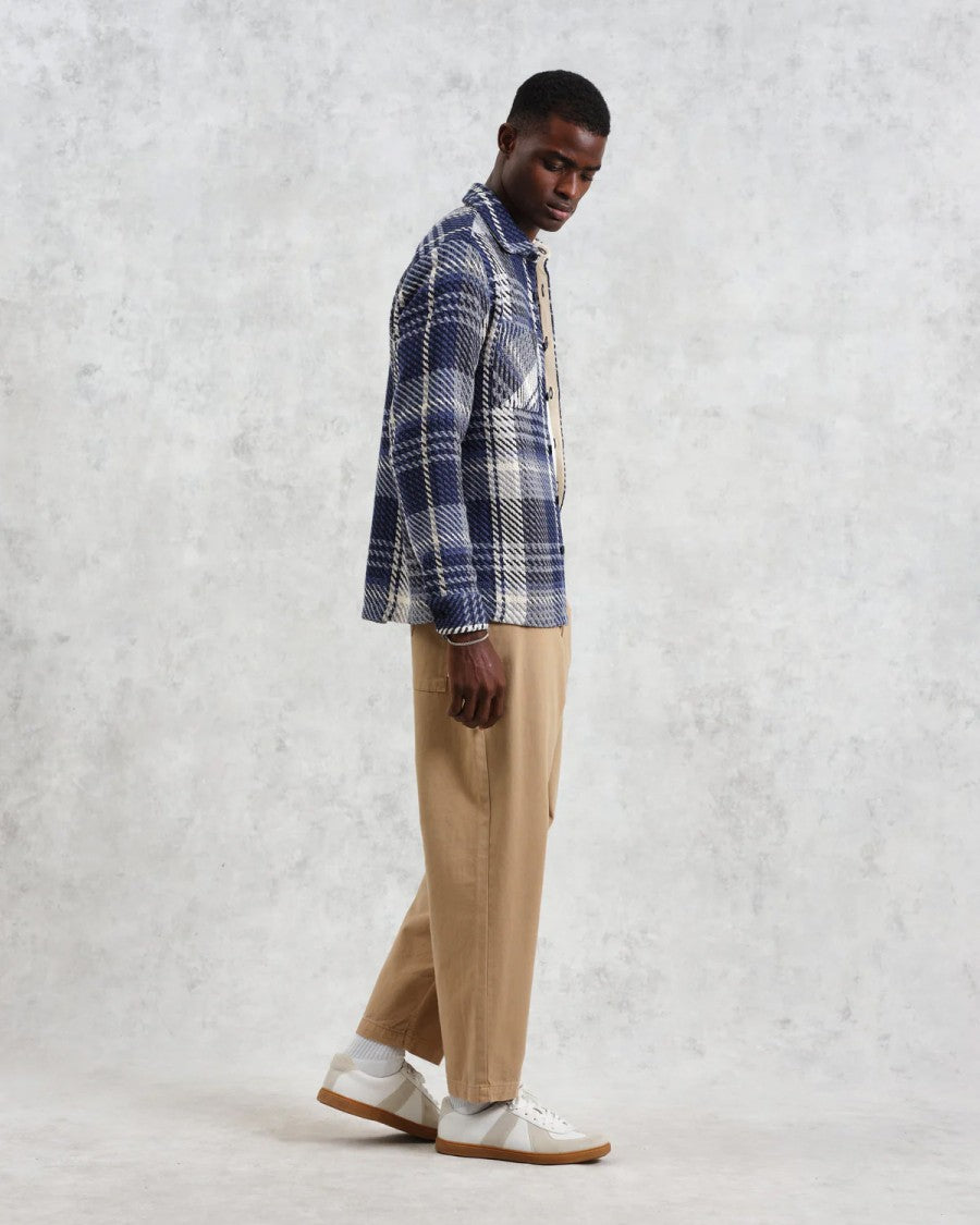 Wax London Navy And Ecru Check Multi-Functional Layering Top