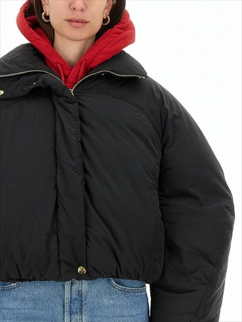 Jacquemus Cropped Black Puffer Jacket With Oversized Sleeves