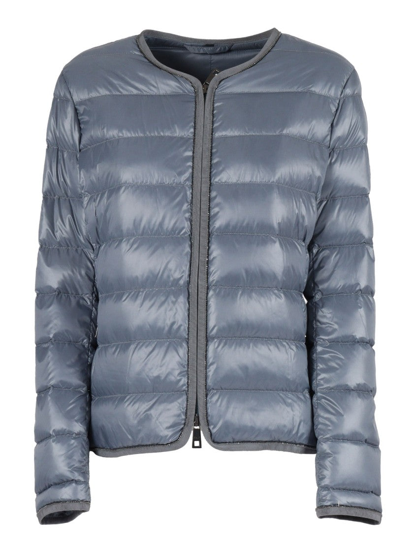 Fay Light Feather Jacket With Grooved Edges And Chain