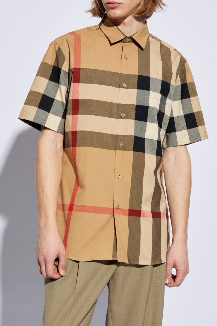 Burberry Short-Sleeved Beige Check Shirt