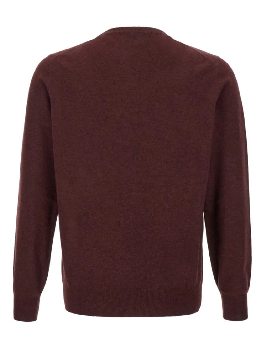 Brunello Cucinelli Classic Crew Neck Knitwear In Rich Burgundy