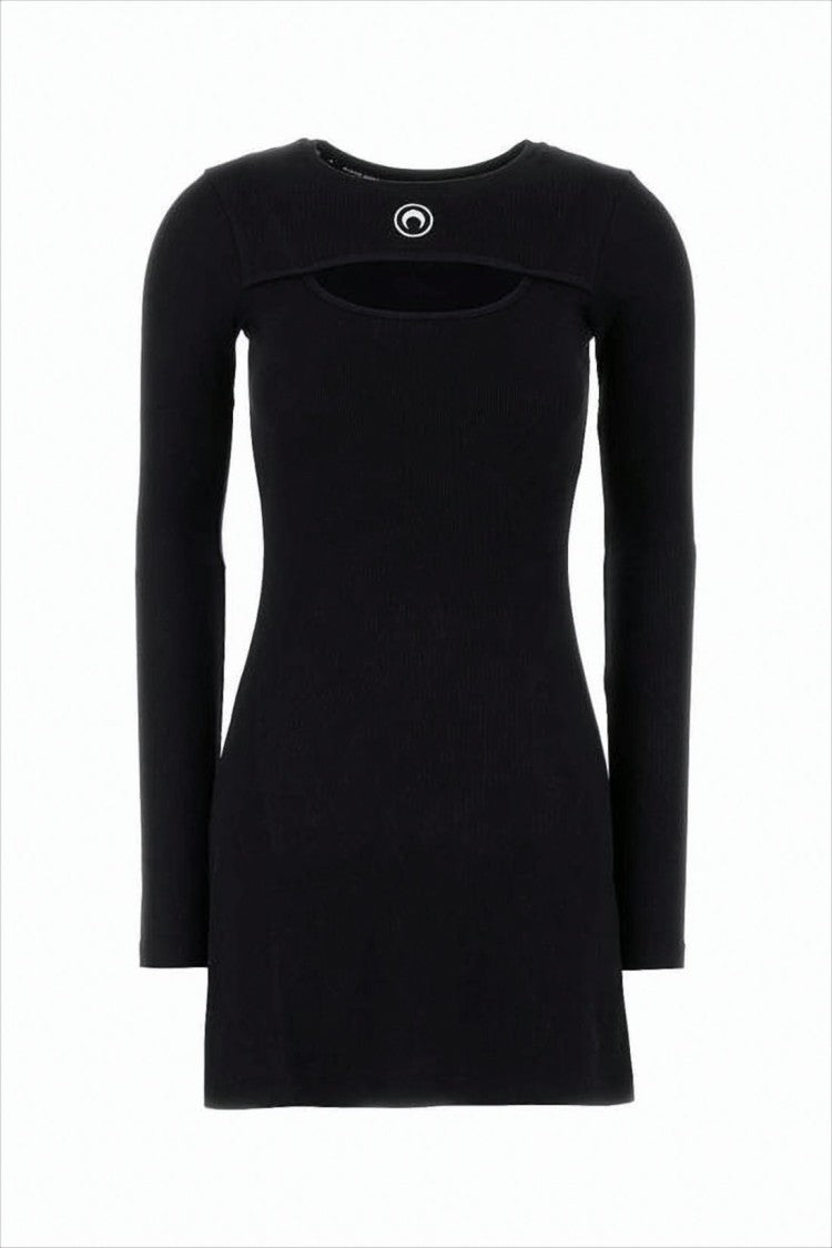 Marine Serre Cut-Out Detail Long-Sleeve Top With Ribbed Texture