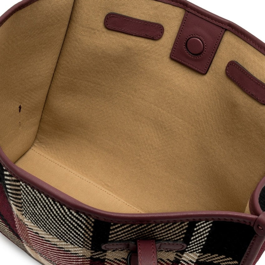 Marcella Bordeaux Plaid Shopper Bag With Leather Trim