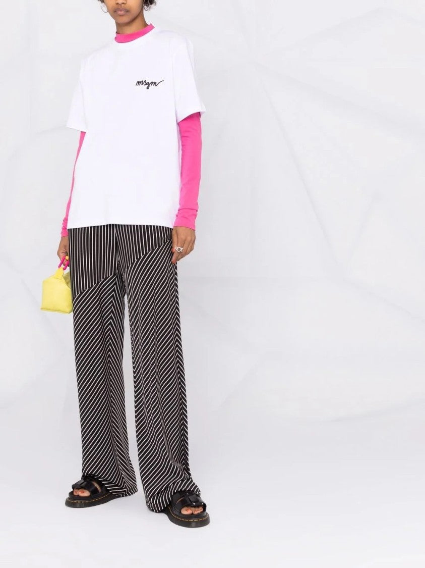 Msgm White T-Shirt With Subtle Logo Detail