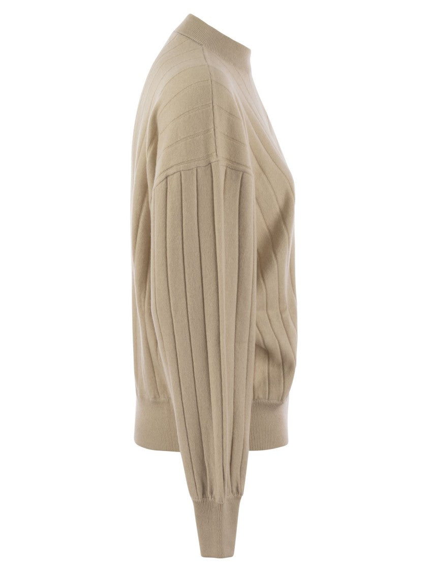 Brunello Cucinelli Cashmere V-Neck Sweater With Necklace