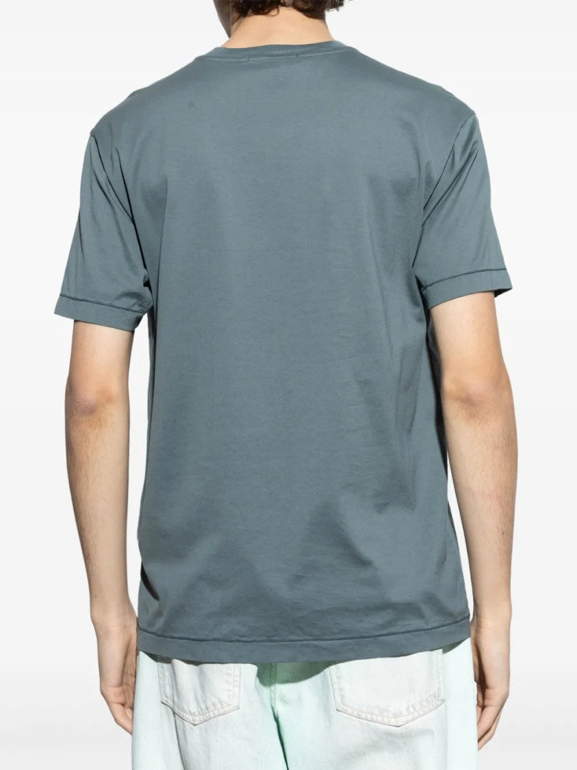 Stone Island V-Neck T-Shirt With Logo Patch