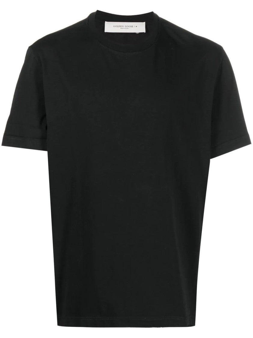 Golden Goose Black Cotton T-Shirt With Subtle Detailing