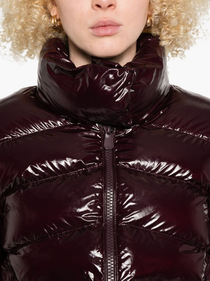 Pinko Bordeaux Padded Jacket With High Collar