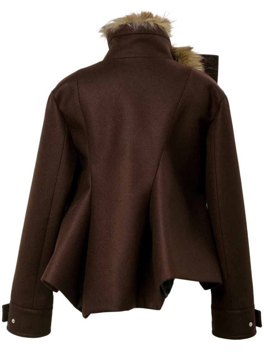 Sacai Wool Melton Blouson Jacket With Ribbed Details
