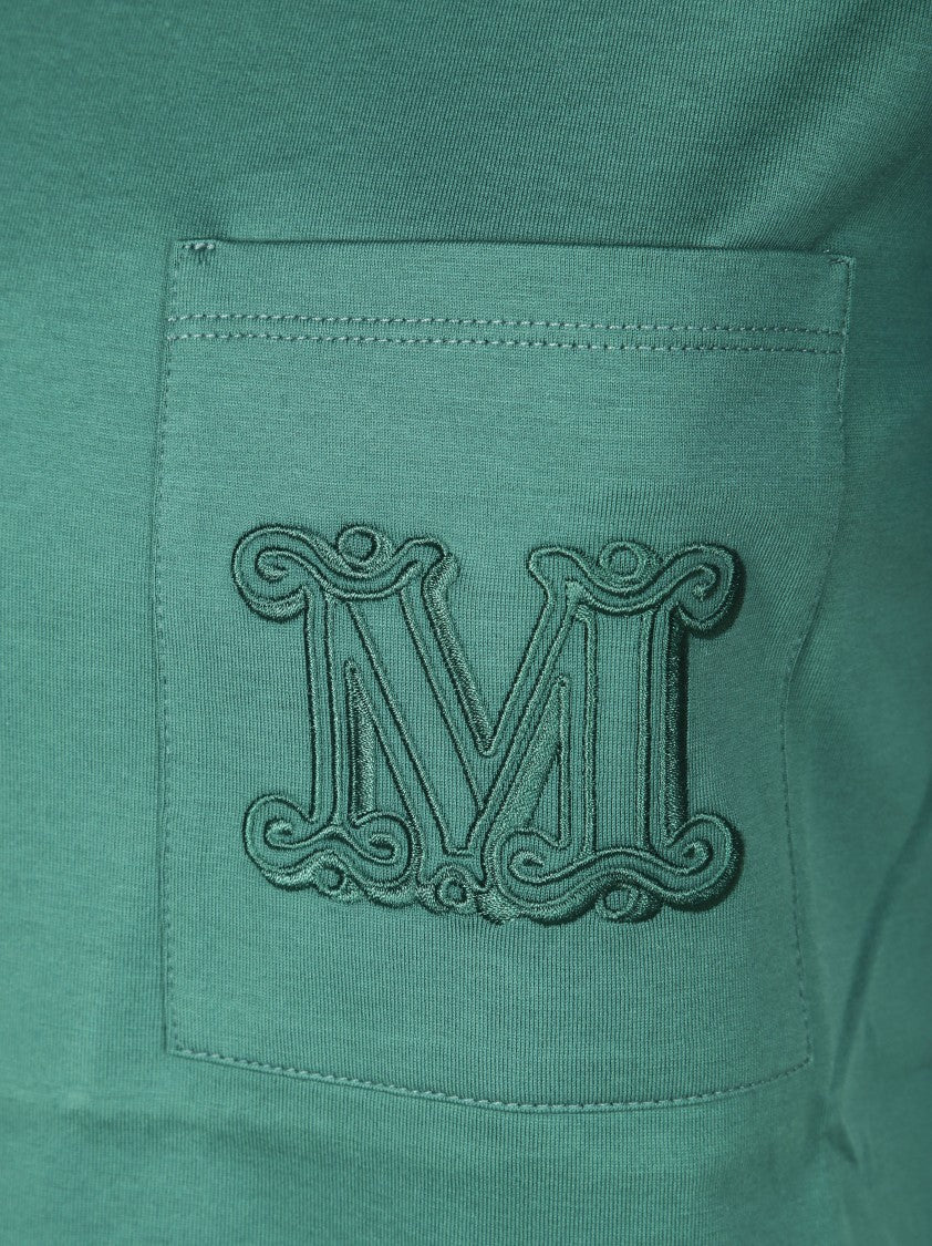 Max Mara Short-Sleeved Crew Neck T-Shirt With Embroidered Letter 'M'