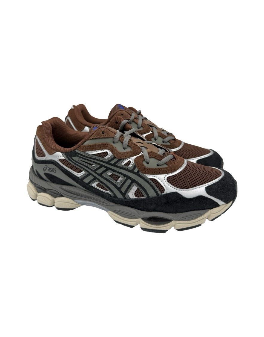Asics Layered Brown Mesh Sneakers With Beige Sole