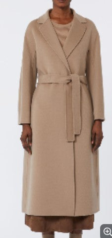 Max Mara Beige Long Coat With Notched Lapels