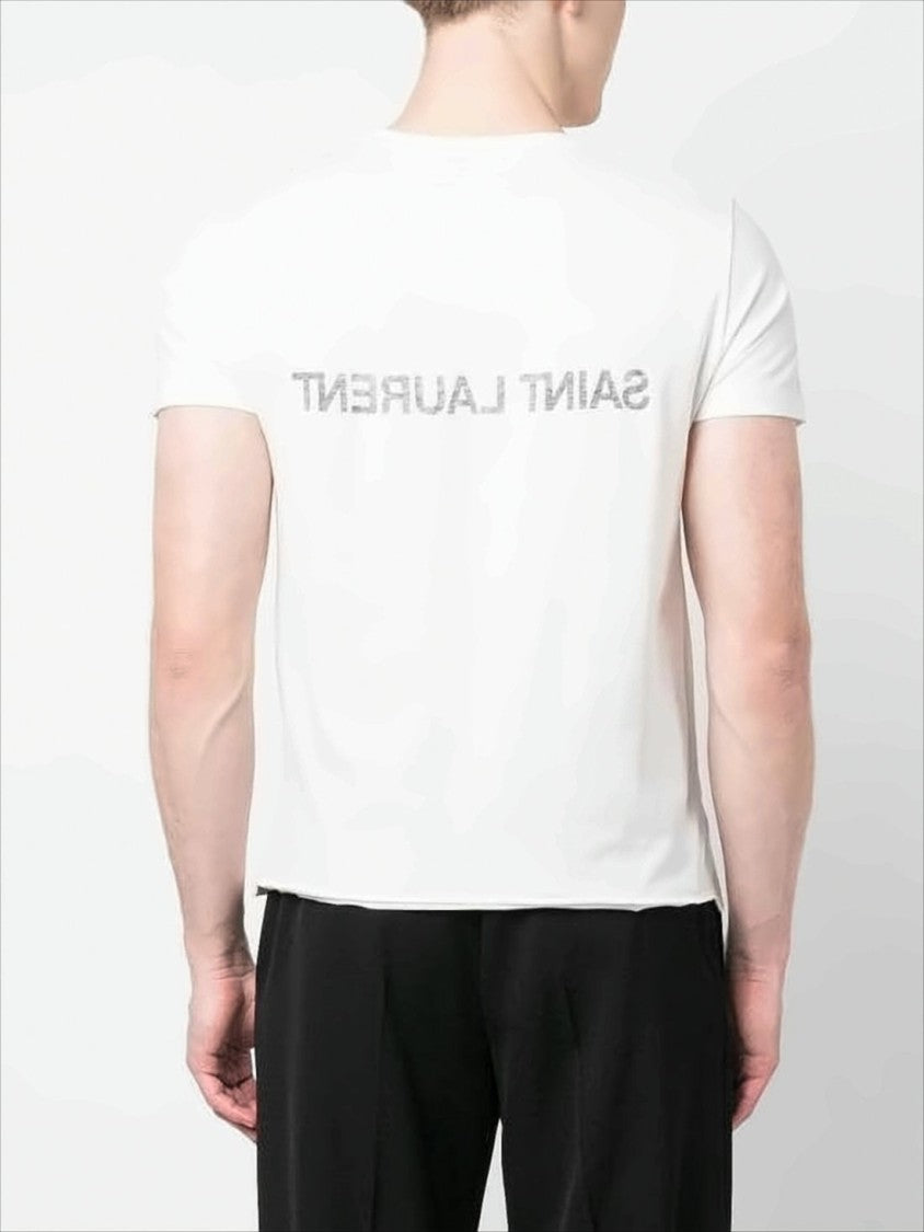 Saint Laurent Minimalist Crew Neck T-Shirt With Bold Text Print