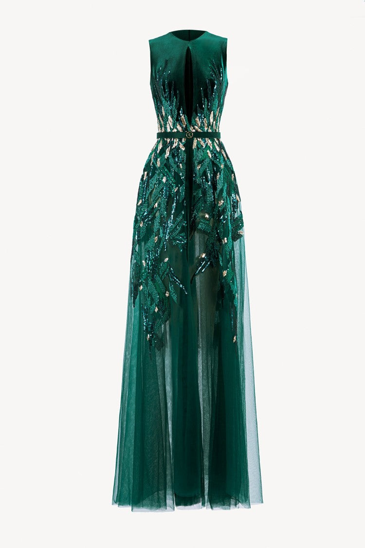 Saiid Kobeisy Velvet Embroidered Dress