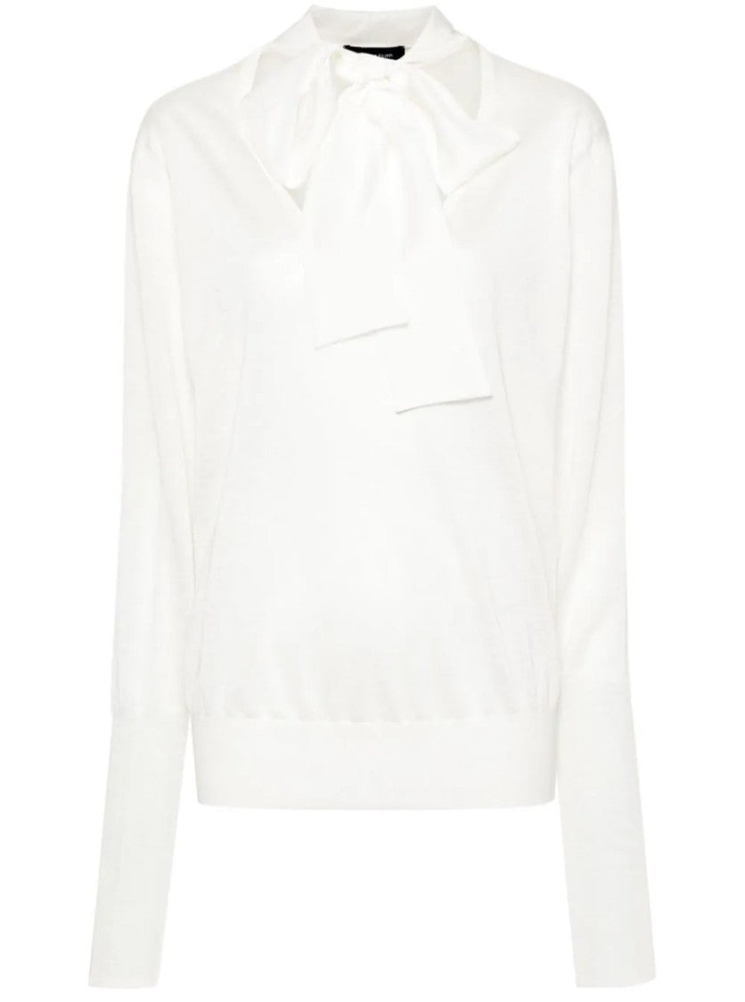 Fabiana Filippi Knit Sweater With Bow Detail And Linen-Silk Blend