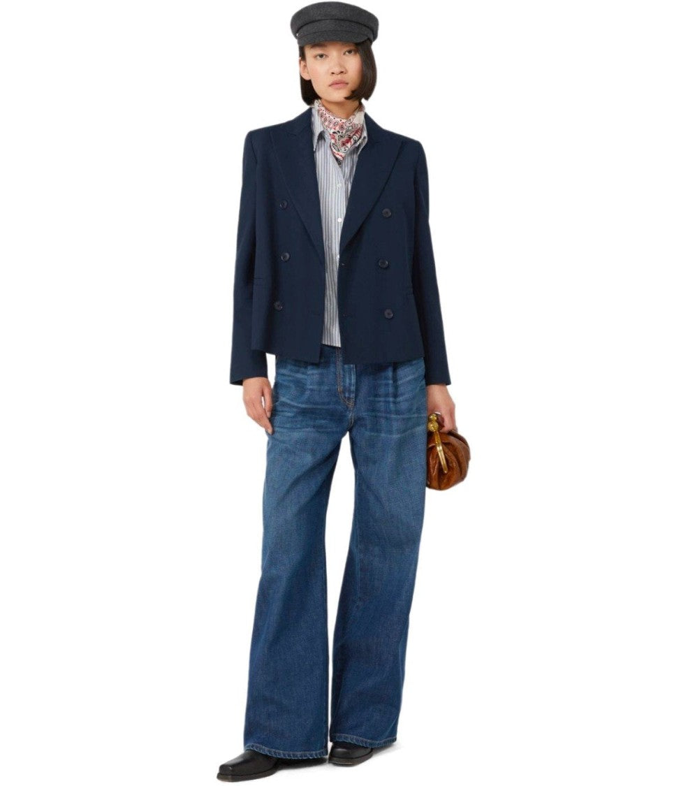 Max Mara Tappeto Blue Double-Breasted Blazer
