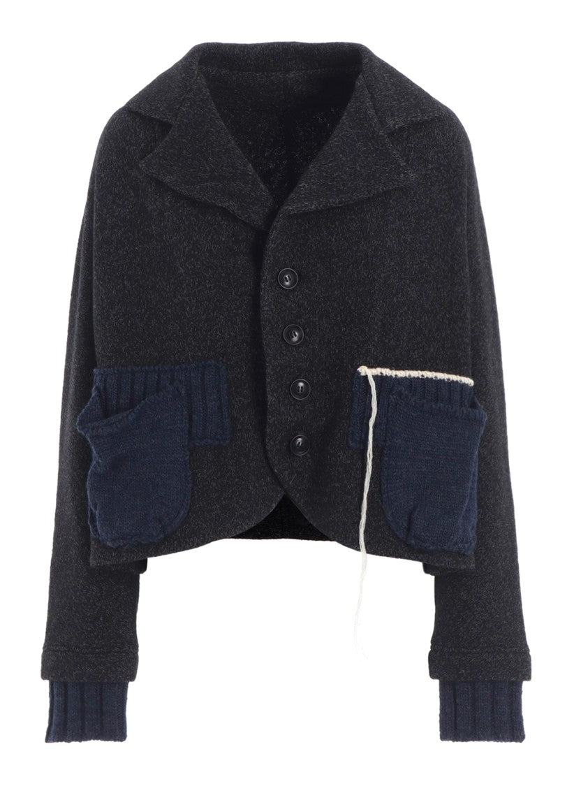 Yohji Yamamoto Textured Black Wool Blend Jacket