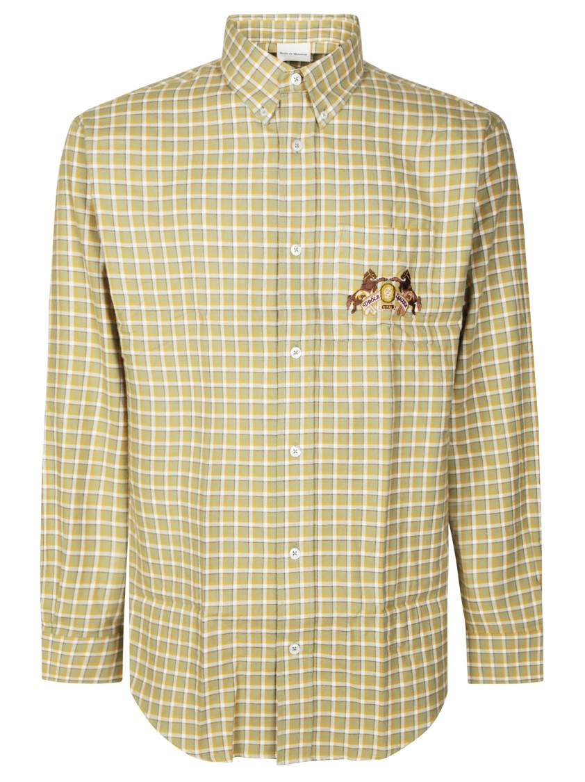 Drôle De Monsieur Yellow And White Checkered Button-Up Shirt