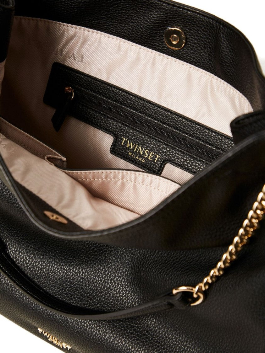 Twin-Set Soft Pebbled Slouchy Handbag With Chain