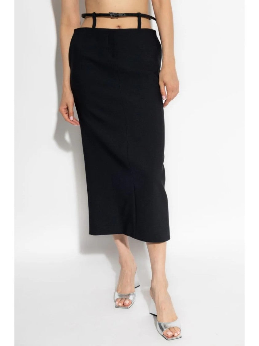 The Attico Fitted Black Midi Skirt