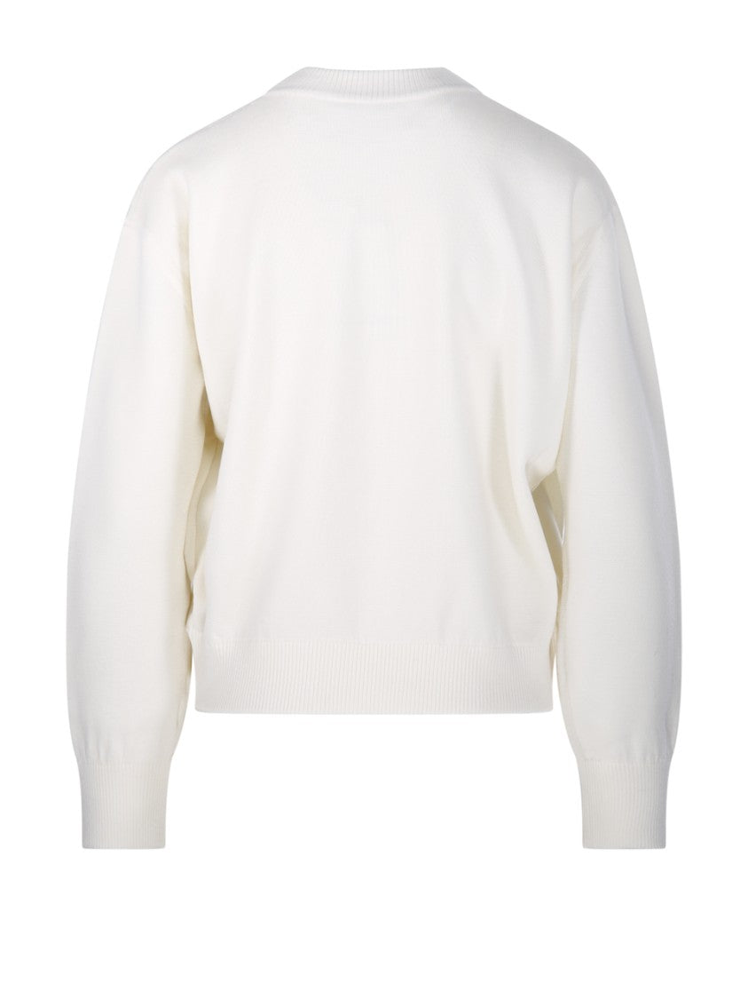 Max Mara Cropped White Virgin Wool Cardigan