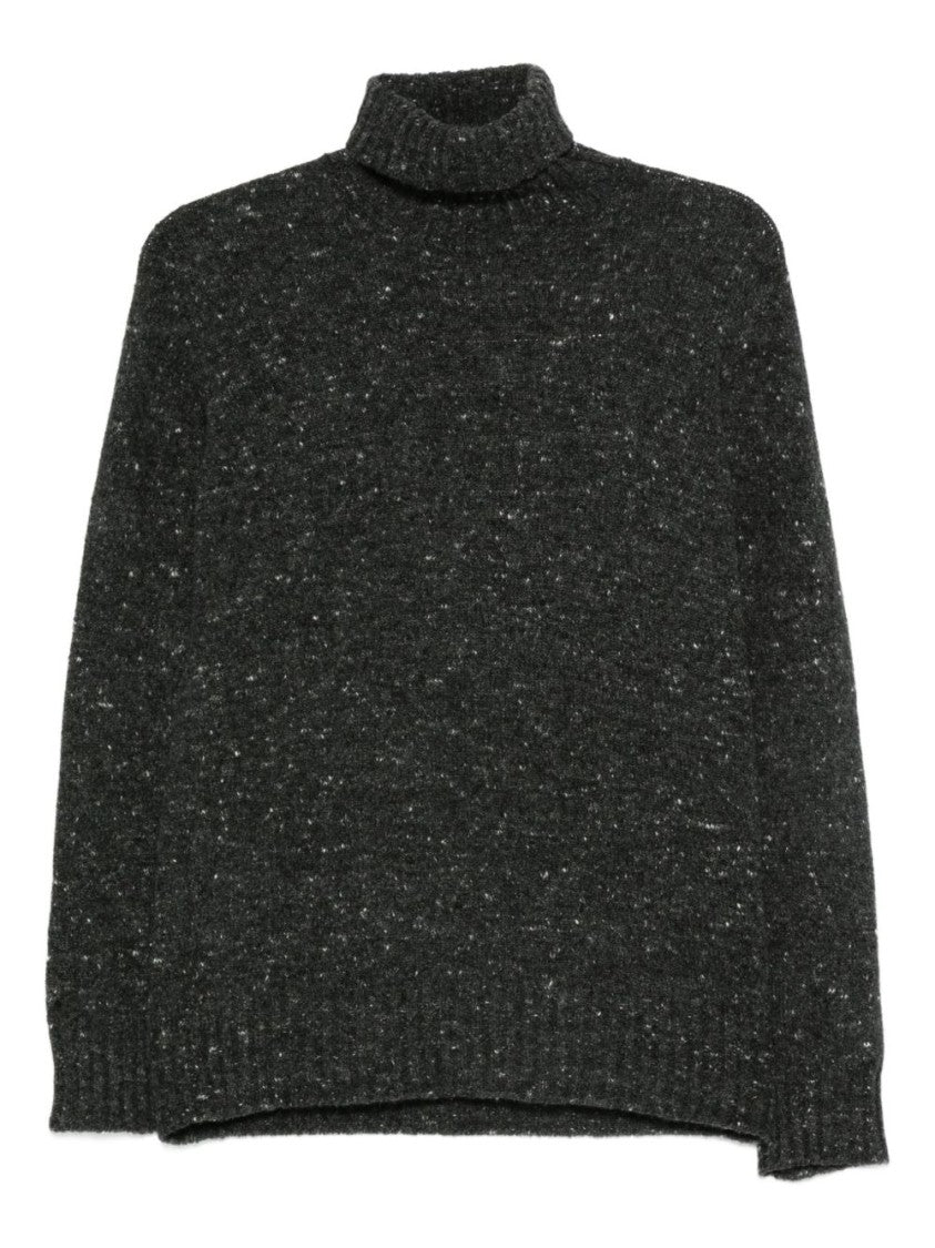 Drumohr Speckled Grey Turtleneck Sweater With Ribbed Cuffs