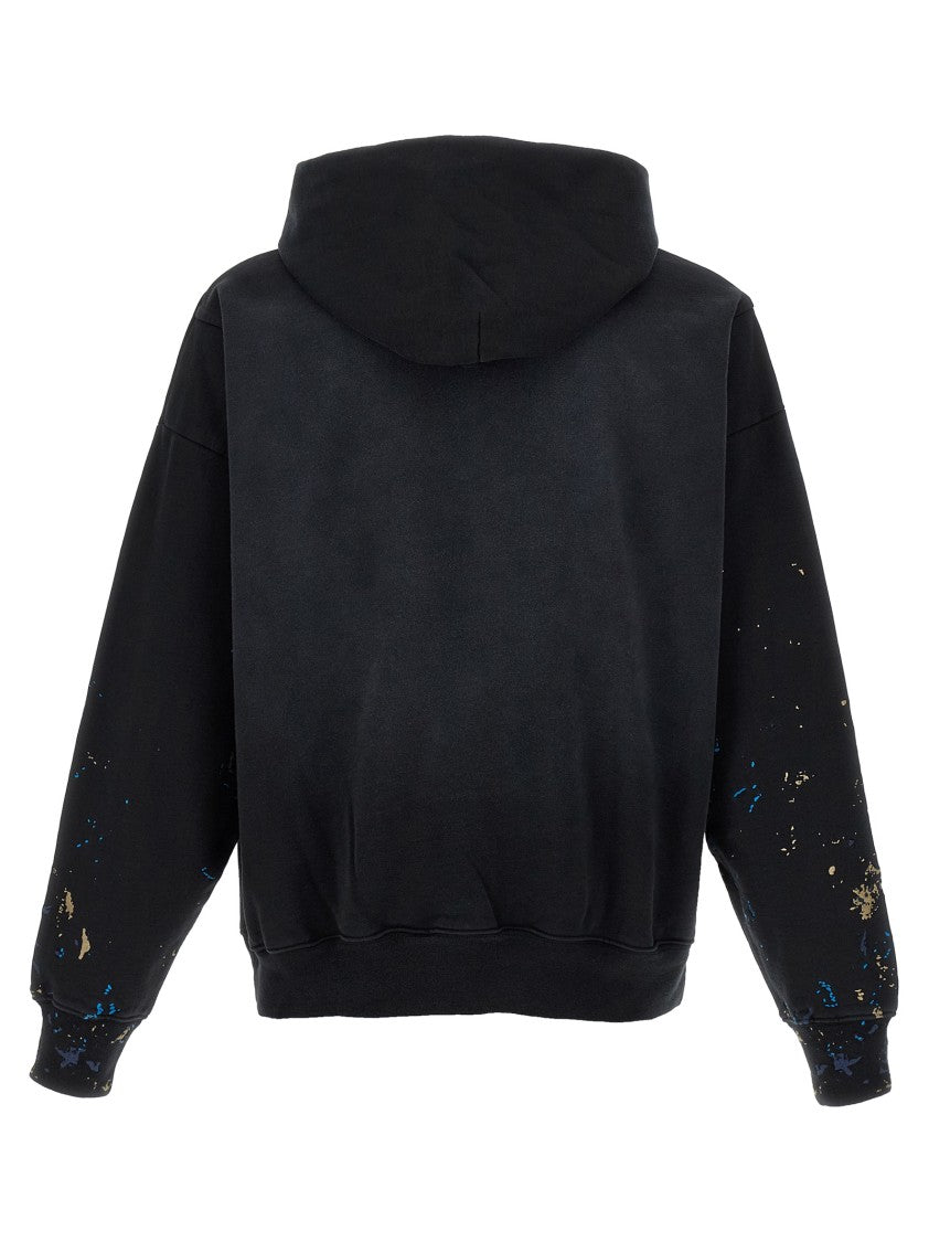 Purple Fleece Cotton Hoodie With Craqué Logo And Front Embroidery